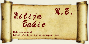 Milija Bakić vizit kartica